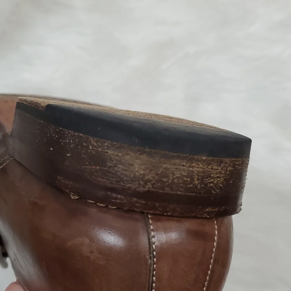 Canali Brown Leather Oxford Buckle Shoes 45.5 11.5  Made Italy Designer Dress